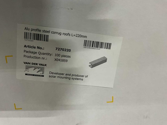 Van der valk - aluminium profiel tbv stalen golfplaten lengte 220 mm (300x) - afbeelding 4 van  4