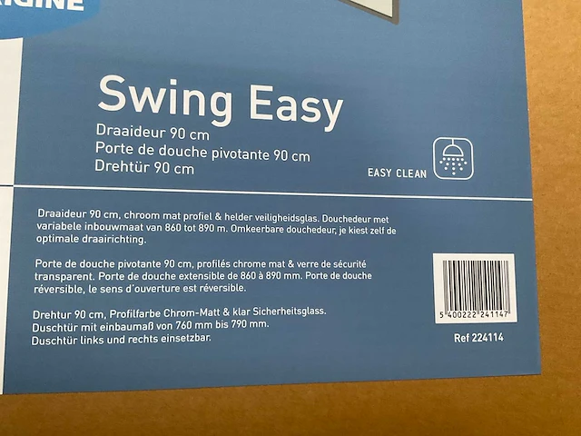 Van marcke swing easy douche draaideur 90 cm - afbeelding 4 van  4