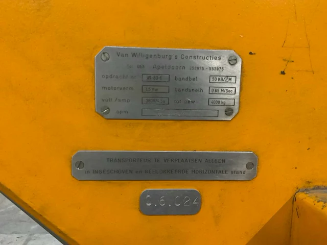 Van willigenburg's w1-80-1 mobiele transportband - afbeelding 2 van  10