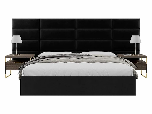 Vänt panels 4 upholstered headboard / hoofdeinden 76cm x 29cm velvet black - afbeelding 2 van  4