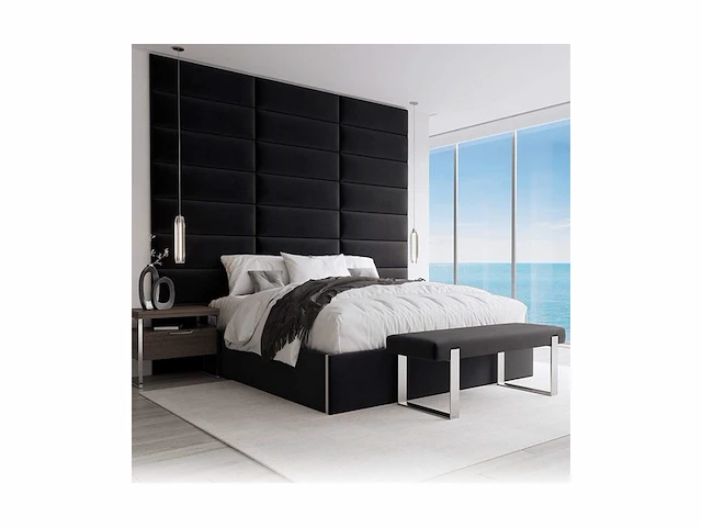 Vänt panels 4 upholstered headboard / hoofdeinden 76cm x 29cm velvet black - afbeelding 4 van  4