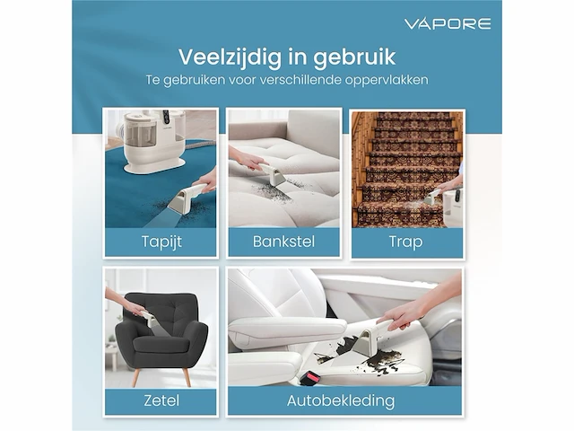 Vapore tapijtreiniger draagbare vlekkenreiniger met zuigkracht 1200w wit - afbeelding 4 van  6