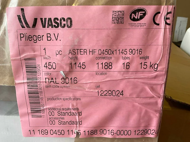 Vasco aser designradiator 450x1145 mm - afbeelding 3 van  3