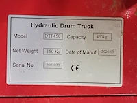 Vatenlifter/vatenheffer/vatenkantelaar hydraulic drum truck, dtf450, rood, 2020 - afbeelding 3 van  14