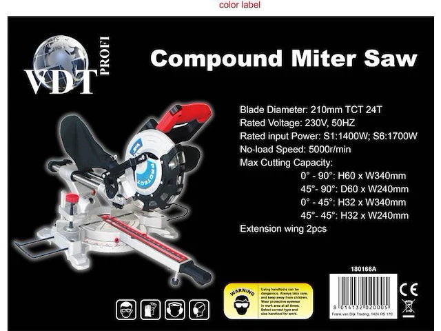 Vdt telescopische afkortzaag 1700w - afbeelding 1 van  2