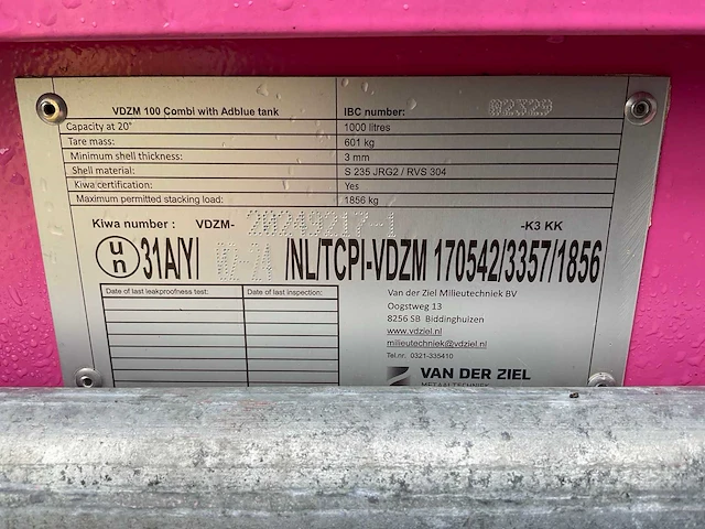 Vdzm 100 combi horizontale brandstof + adblue opslagtank - afbeelding 3 van  11