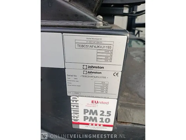 Veegmachine johnston, 2018 johnston cx401, bouwjaar 2018 - afbeelding 10 van  38