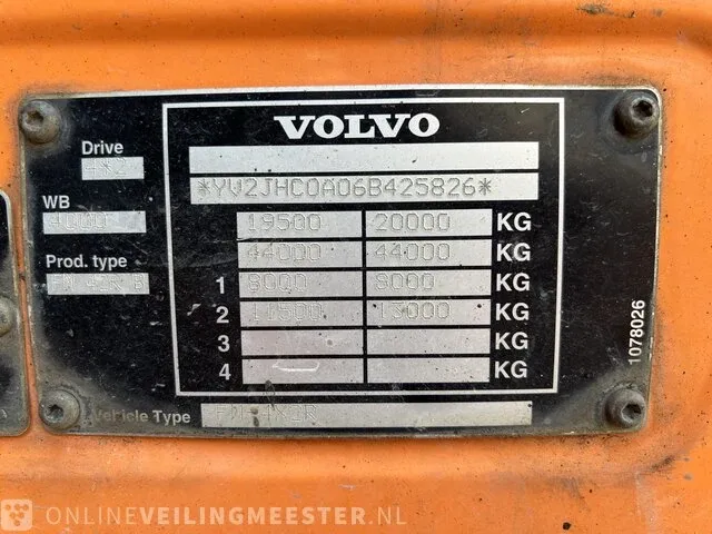 Veegmachine vrachtwagen volvo, fm9 4x2r met johnston beam vx800, bouwjaar 2006 - afbeelding 14 van  25