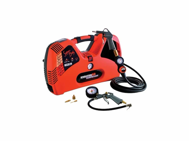 Velleman nuair compressor, 2 l, 1.5 hp, 8 bar, olievrij, draagbaar, 1100 w, 97 db, 195 l/min oranje - afbeelding 1 van  4