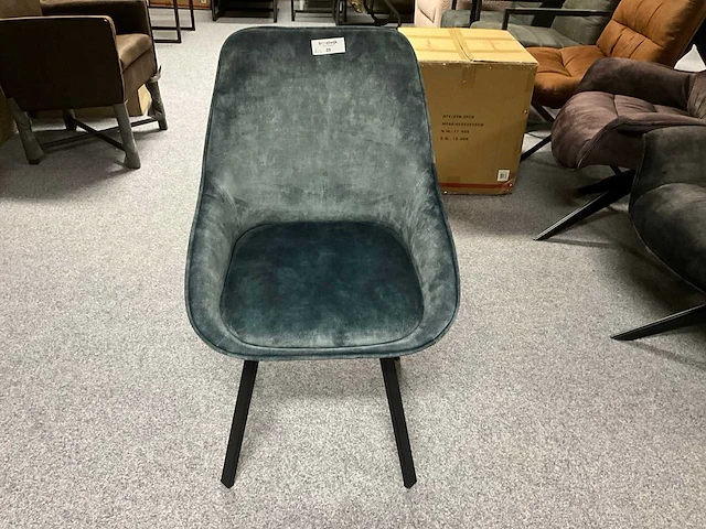 Velvet blue draaibare eetkamerstoel (14x) - afbeelding 2 van  6