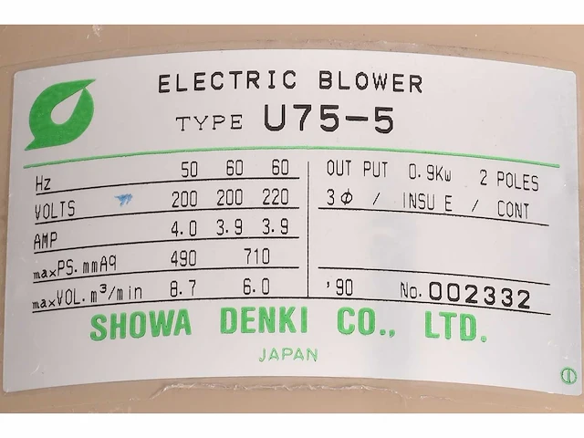 Ventilator - showa denki - u75-5 - afbeelding 8 van  8