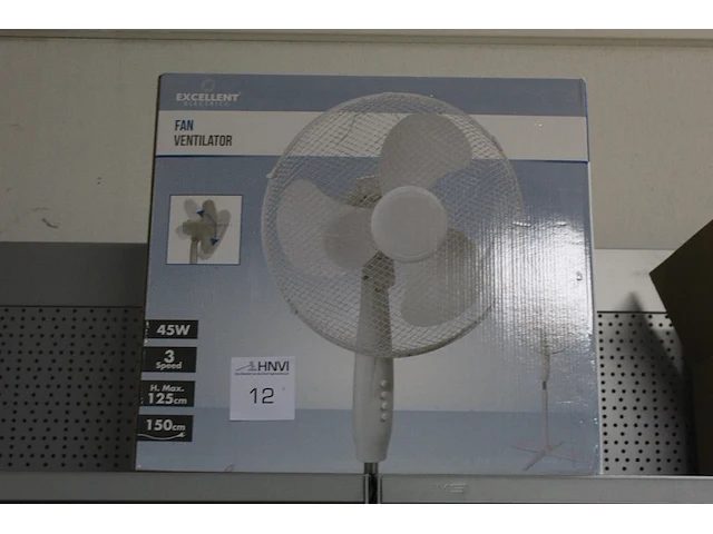 Ventilator excellent electrics wit. vermogen 45w. 3 speed instellingen. maximale hoogte 125cm (afstelbaar) - afbeelding 1 van  2