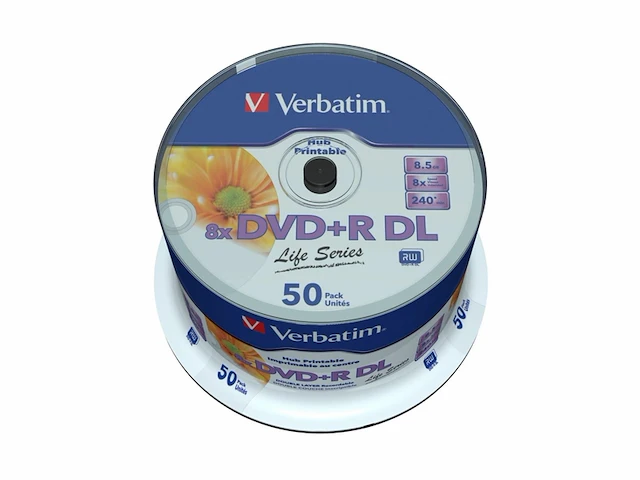 Verbatim 97693 dvd+r dl disc 8.5 gb 50 stuk(s) spindel bedrukbaar - afbeelding 1 van  5