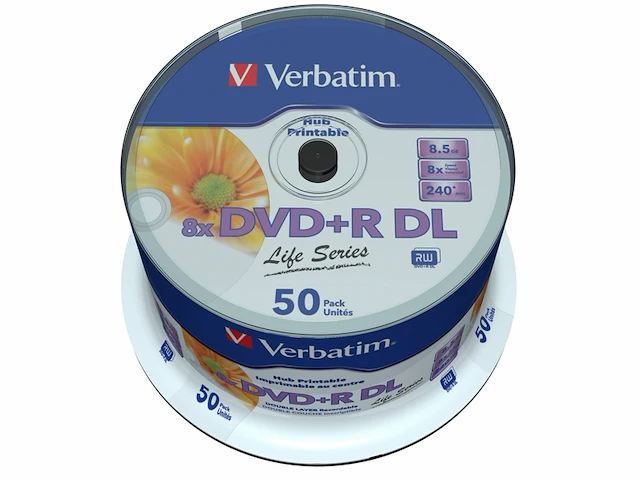 Verbatim 97693 dvd+r dl disc 8.5 gb 50 stuk(s) spindel bedrukbaar - afbeelding 3 van  5