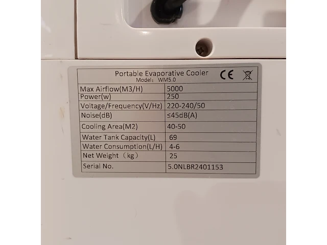Verdampingskoeler 2.500m³/uur 230v, xiamen winmore trade - afbeelding 6 van  7