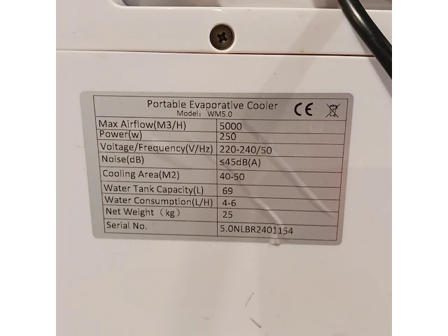 Verdampingskoeler 2.500m³/uur 230v, xiamen winmore trade - afbeelding 7 van  8