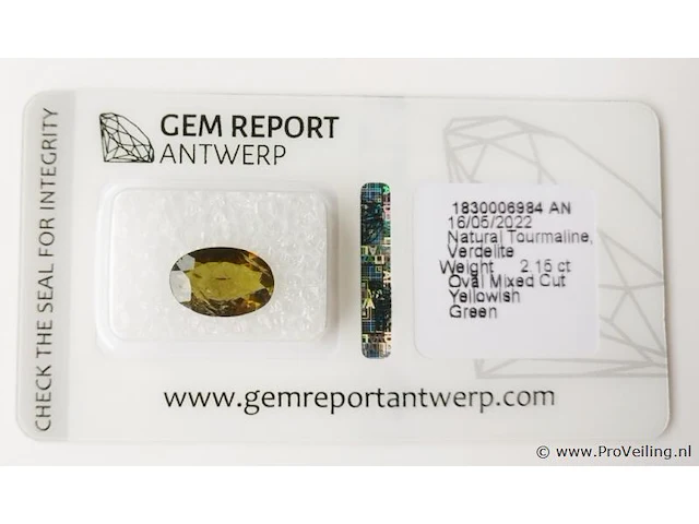 Verdelite 2.15ct gra certified - afbeelding 2 van  4