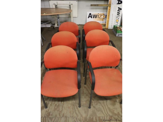 Vergaderstoelen | rood gestoffeerd | 6 stuks - afbeelding 1 van  5