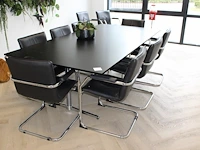 Vergadertafel met 10 sledestoelen, kunstleder gestoffeerd. let op: meerdere stoelen met diverse lichte besc... - afbeelding 2 van  3