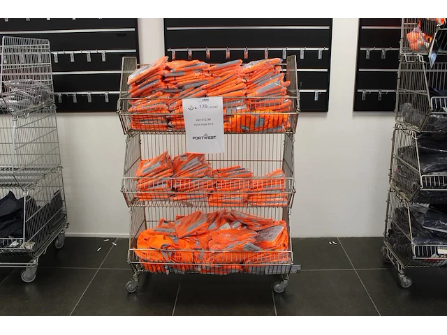 Verkeers/veiligheidsvesten portwest ruim 200 stuks in draadmandstelling - afbeelding 1 van  3