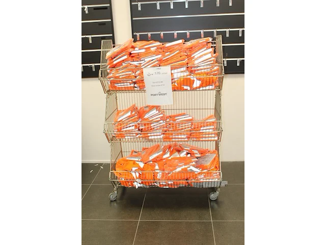 Verkeers/veiligheidsvesten portwest ruim 200 stuks in draadmandstelling - afbeelding 2 van  3
