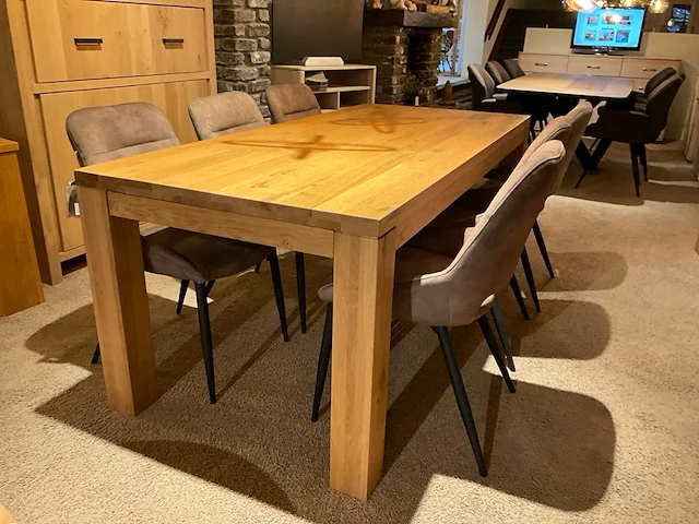 Verlengbare eiken eetkamertafel - afbeelding 2 van  8