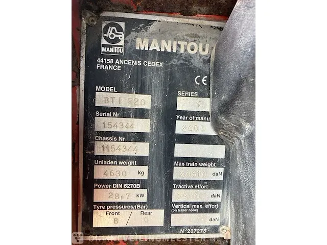 Verreiker manitou, bti220, rood, bouwjaar 2000 - afbeelding 2 van  12