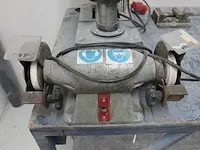 Verrijdbare werktafel 132 x 190 x 102 cm. met kolomboor huvema hu18 industry met machineklem, bankschroef s... - afbeelding 4 van  5