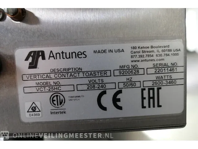 Verticaal contact toaster antunes, vct-25hc - afbeelding 6 van  6
