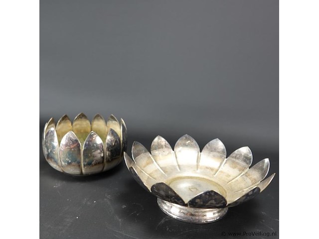 Verzilverde schalen set in bloemvorm - afbeelding 4 van  5