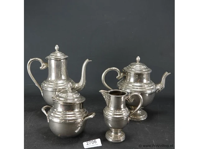Verzilverde thee en koffiestel - afbeelding 1 van  5
