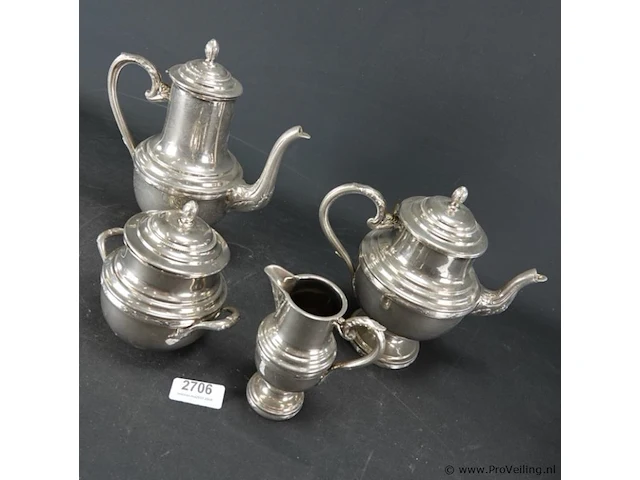 Verzilverde thee en koffiestel - afbeelding 2 van  5