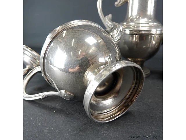 Verzilverde thee en koffiestel - afbeelding 5 van  5