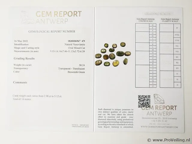 Vesuvianite 58.24ct gra certified - afbeelding 8 van  8
