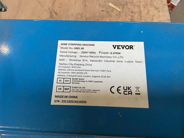 Vevor sms-38 kabel stripping machine - afbeelding 5 van  5