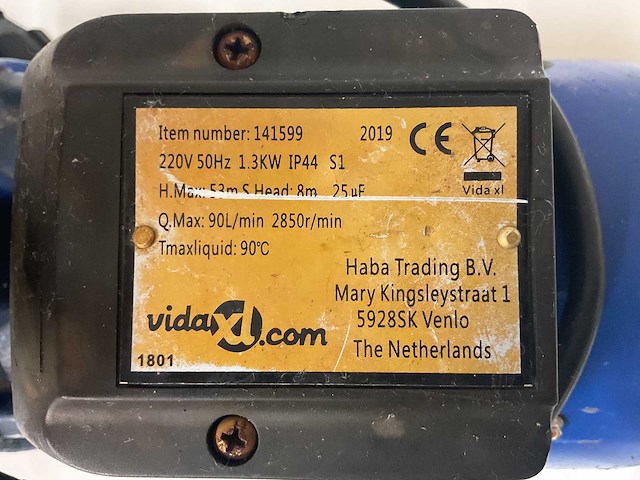 Vidaxl centrifugaalpomp 5400 l/h - afbeelding 3 van  3