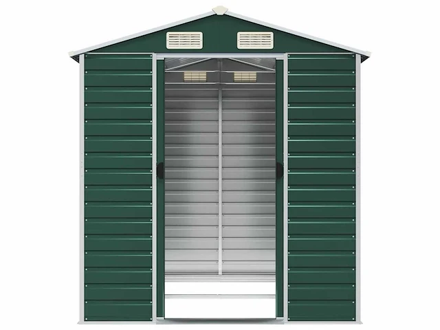 Vidaxl metalen tuinschuur groen - 215x191x198 cm - afbeelding 5 van  9