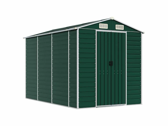 Vidaxl metalen tuinschuur groen - 300x191x198 cm - afbeelding 1 van  8