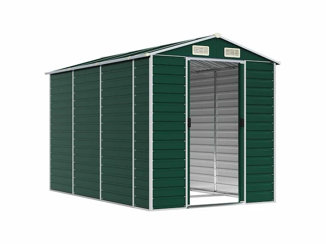 Vidaxl metalen tuinschuur groen - 300x191x198 cm - afbeelding 2 van  8