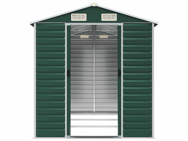 Vidaxl metalen tuinschuur groen - 300x191x198 cm - afbeelding 3 van  8