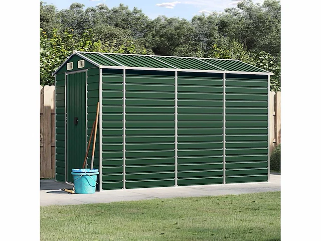 Vidaxl metalen tuinschuur groen - 300x191x198 cm - afbeelding 4 van  8