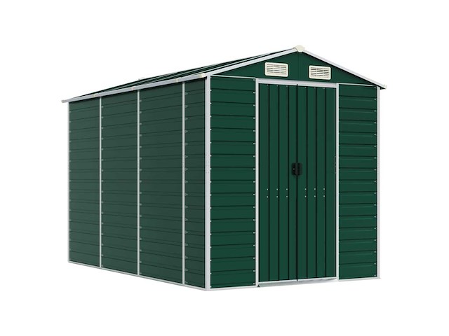 Vidaxl metalen tuinschuur groen - 300x191x198 cm - afbeelding 1 van  8
