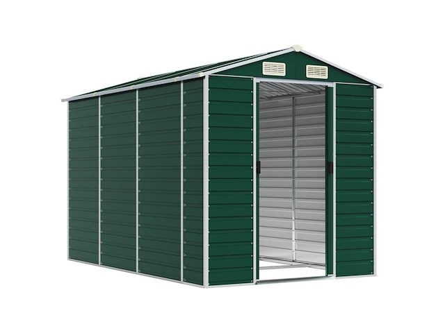 Vidaxl metalen tuinschuur groen - 300x191x198 cm - afbeelding 2 van  8