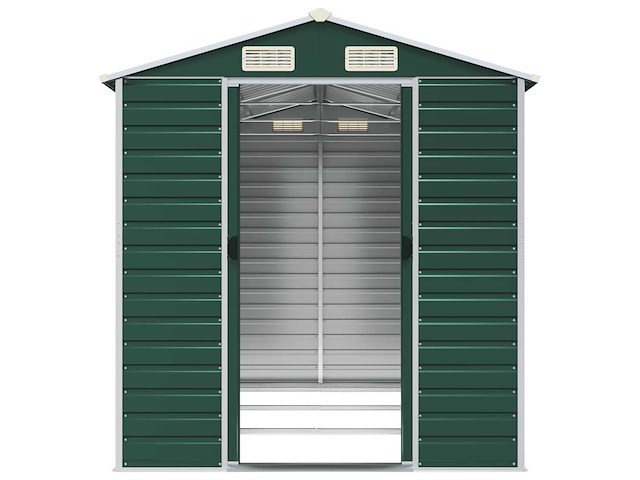 Vidaxl metalen tuinschuur groen - 300x191x198 cm - afbeelding 3 van  8