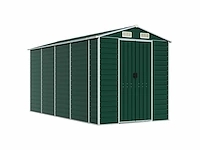 Vidaxl metalen tuinschuur groen - 385x191x198 cm