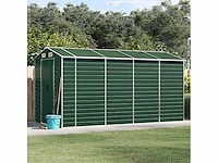 Vidaxl metalen tuinschuur groen - 385x191x198 cm - afbeelding 2 van  8