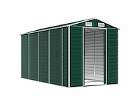 Vidaxl metalen tuinschuur groen - 385x191x198 cm - afbeelding 3 van  8