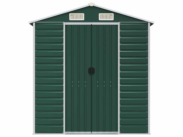 Vidaxl metalen tuinschuur groen - 385x191x198 cm - afbeelding 4 van  8