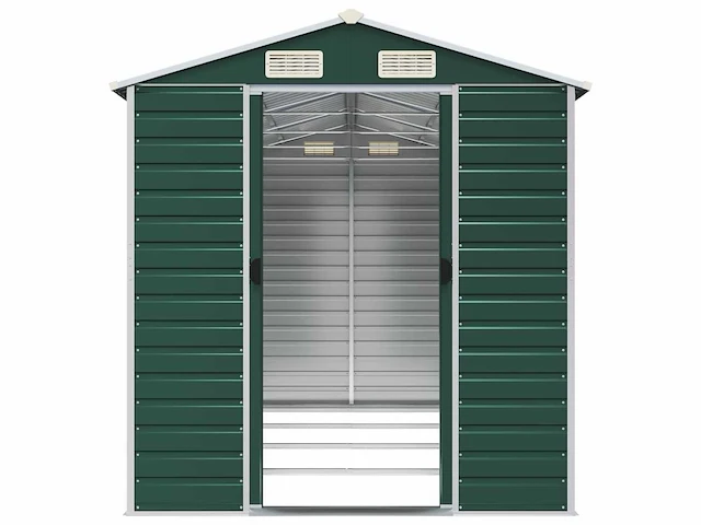 Vidaxl metalen tuinschuur groen - 385x191x198 cm - afbeelding 7 van  8