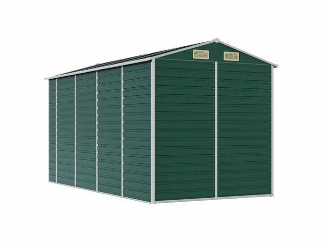 Vidaxl metalen tuinschuur groen - 385x191x198 cm - afbeelding 8 van  8